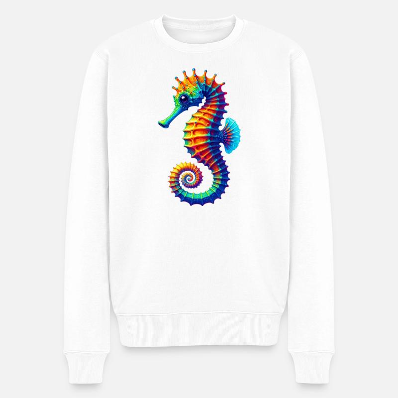 Seepferdchen - Männer Premium Bio Pullover - Weiß