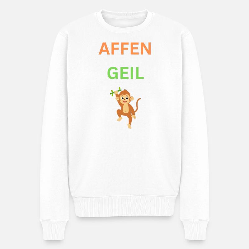 AFFEN GEIL - Männer Premium Bio Pullover - Weiß