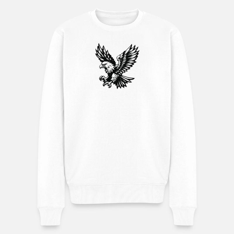 Aigle noir blanc - Pull Premium bio Homme - blanc