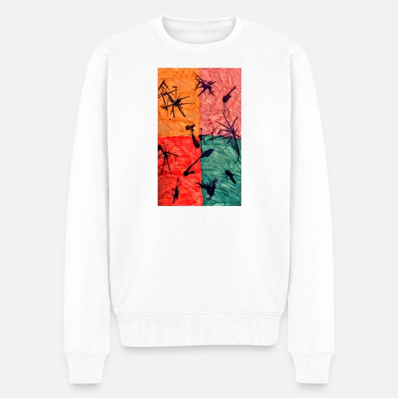 Abstraktes Farbenspiel mit Stachelmotiv - Männer Premium Bio Pullover - Weiß