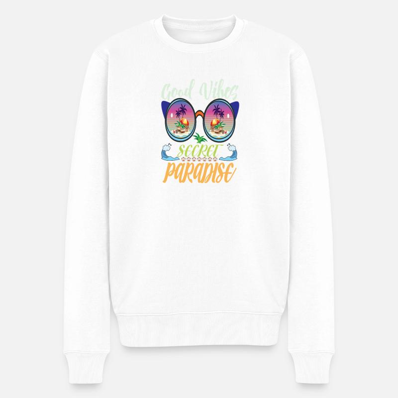 Tropisches Sonnenbrillen-Design - Männer Premium Bio Pullover - Weiß