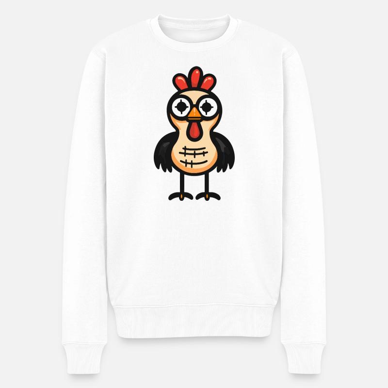 Coq Halloween Bande Dessinée Zombie - Pull Premium bio Homme - blanc