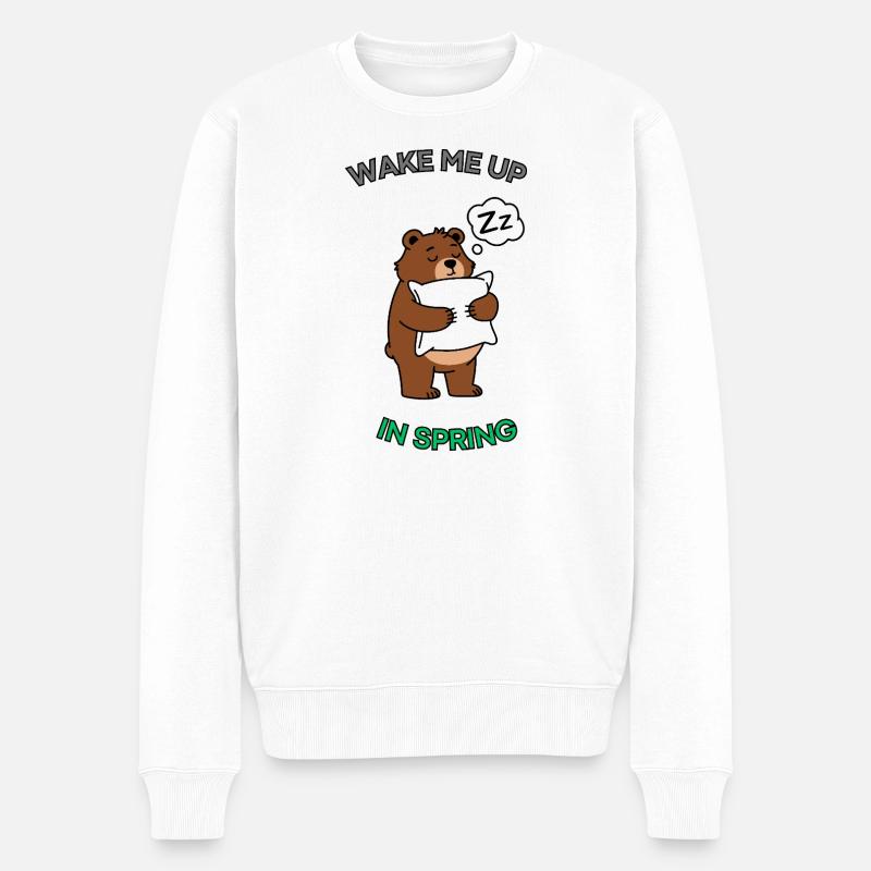 Schläfriger Bär - Männer Premium Bio Pullover - Weiß