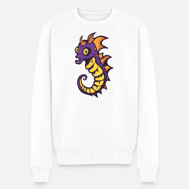 Hippocampe Halloween Bande dessinée drôle - Pull Premium bio Homme - blanc