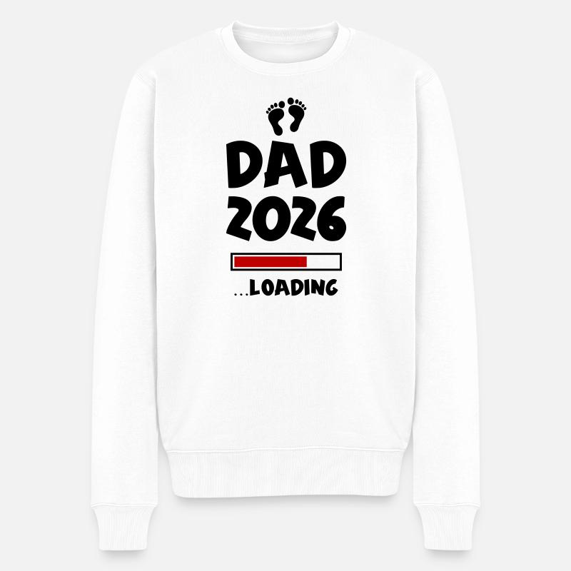 Dad 2026 Loading Papa Baby - Männer Premium Bio Pullover - Weiß