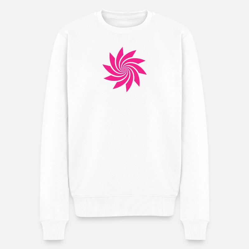 Rosa Spiralpinwheel - Männer Premium Bio Pullover - Weiß