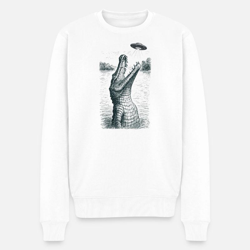 Ufo Croc Meme - Männer Premium Bio Pullover - Weiß