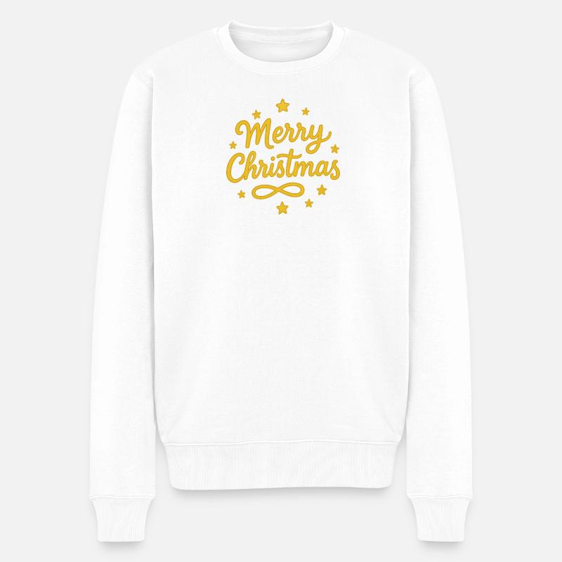 Frohe und gemütliche Weihnachten - Männer Premium Bio Pullover - Weiß