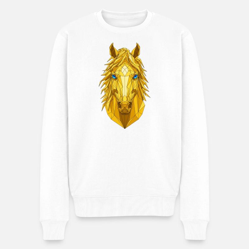 Goldenes Geometrie Pferd Kopf - Männer Premium Bio Pullover - Weiß