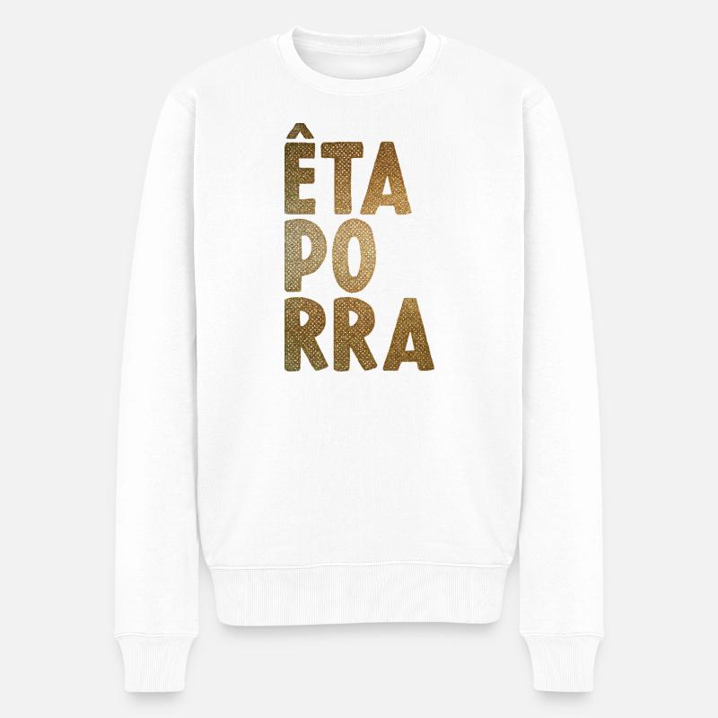 Typographie verticale Gold Glitter - Pull Premium bio Homme - blanc