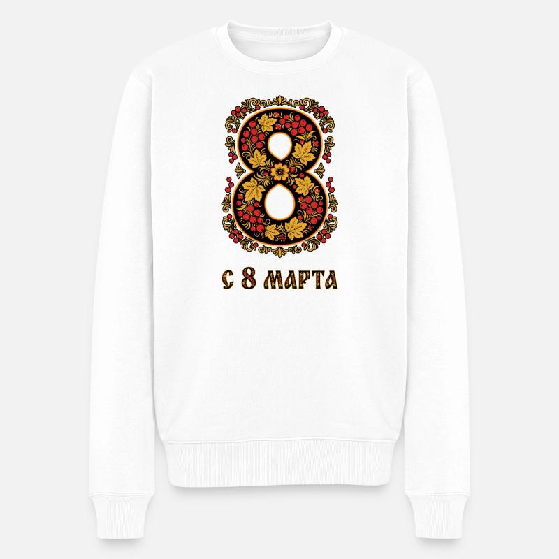 Art populaire russe 8 mars - Pull Premium bio Homme - blanc
