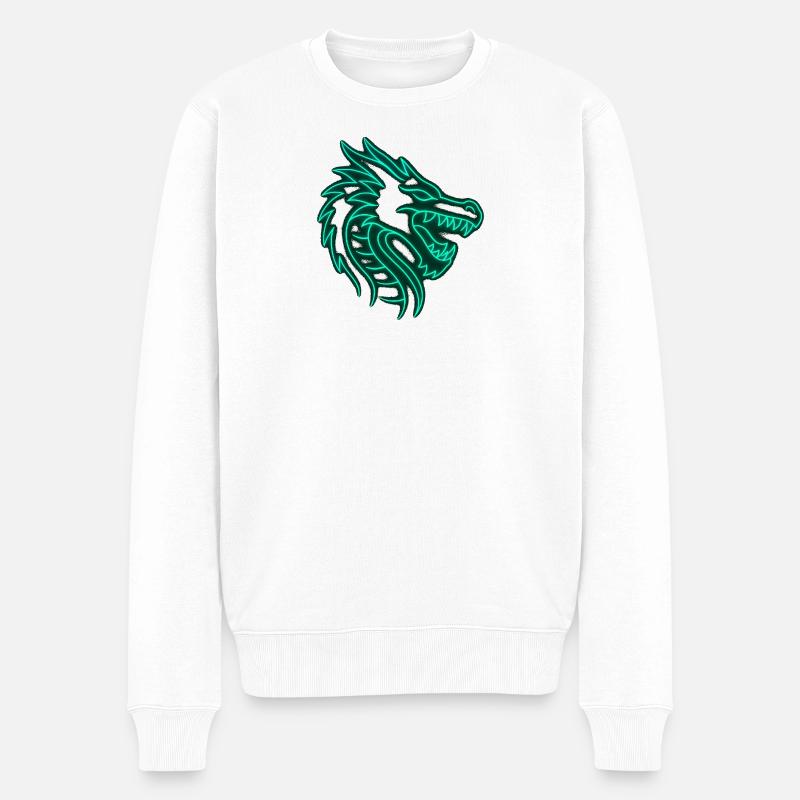 Neon Dragon Design - Männer Premium Bio Pullover - Weiß