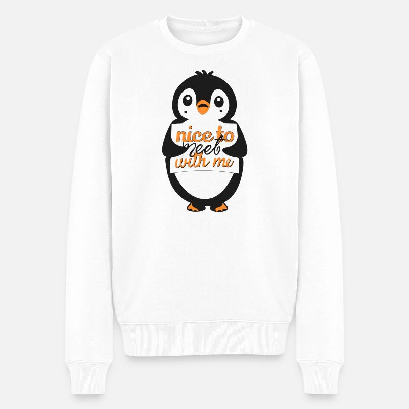 Pingouin avec Sympa de me rencontrer - Pull Premium bio Homme - blanc