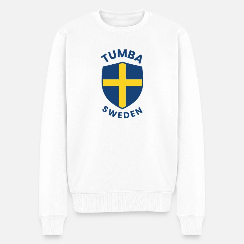 Tumba Sweden Schilddesign - Männer Premium Bio Pullover - Weiß