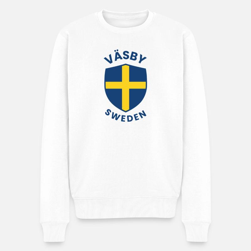 Väsby Sweden Schildemblem - Männer Premium Bio Pullover - Weiß
