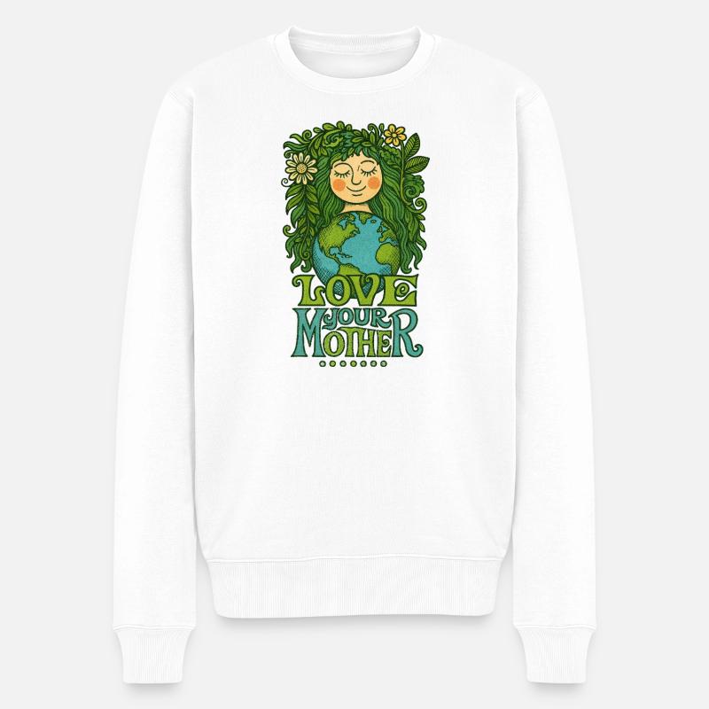 Liebe deine Mutter Erde - Männer Premium Bio Pullover - Weiß