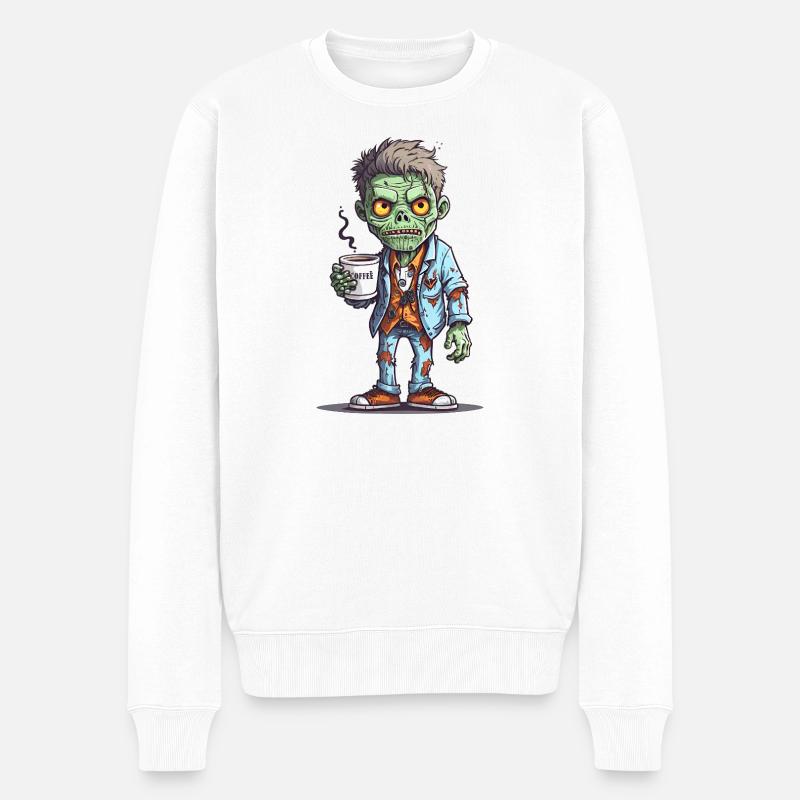 Kaffeemonster  - Koffein Zombie - Morgenmuffel - Männer Premium Bio Pullover - Weiß