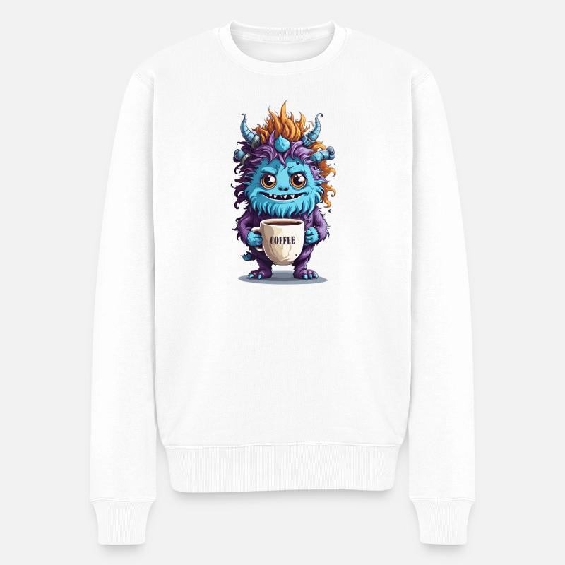 Kaffeemonster  - Koffein Zombie - Morgenmuffel - Männer Premium Bio Pullover - Weiß