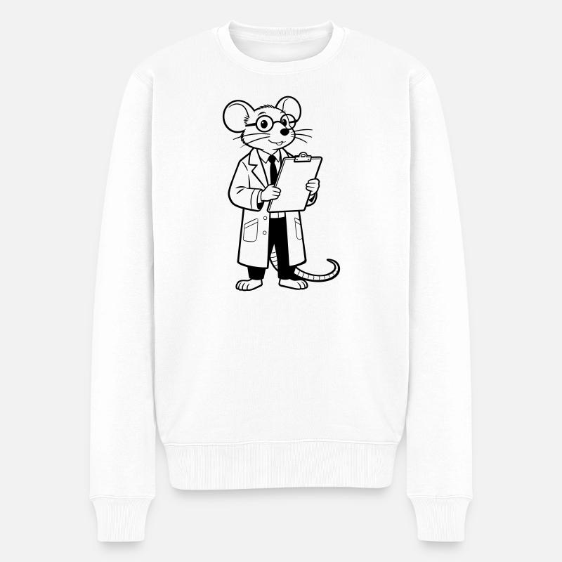 Wissenschaftlerin Maus - Männer Premium Bio Pullover - Weiß