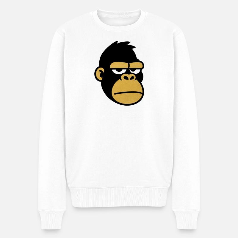 Müder Affenkopf-Cartoon - Männer Premium Bio Pullover - Weiß