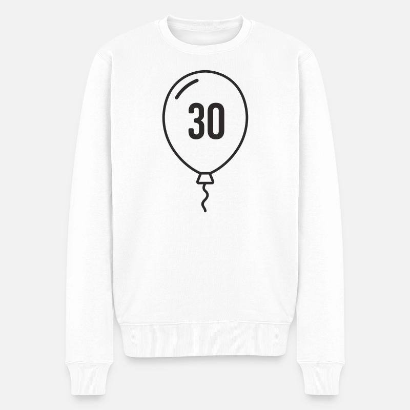 Ballon numéro 30 – Conception d’anniversaire rond - Pull Premium bio Homme - blanc