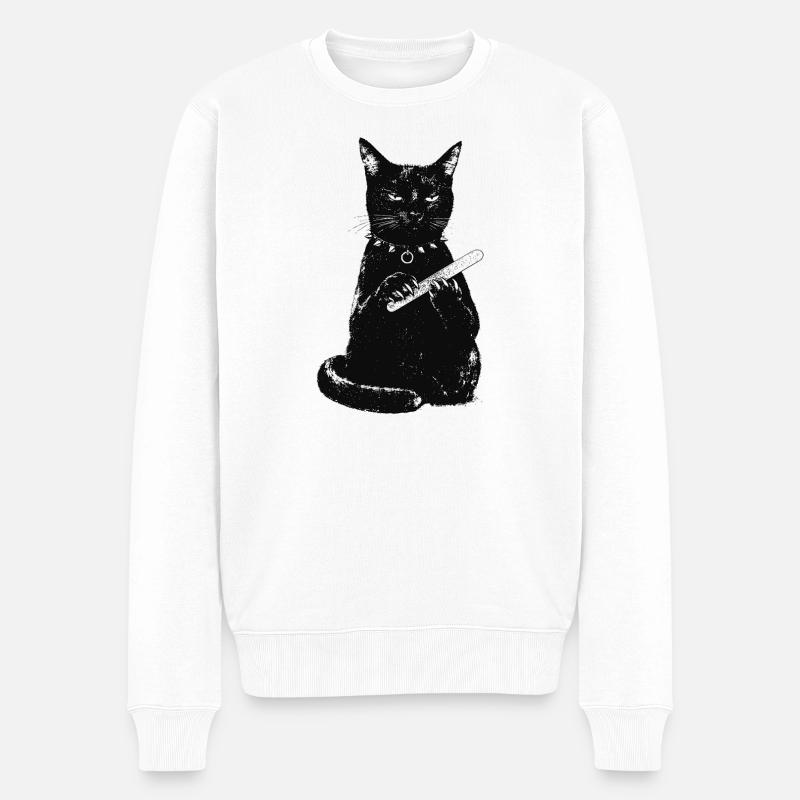 Chat avec lime à ongles - Pull Premium bio Homme - blanc