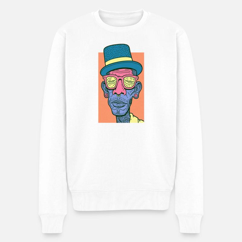 Hip Hop Face #7 - Pull Premium bio Homme - blanc
