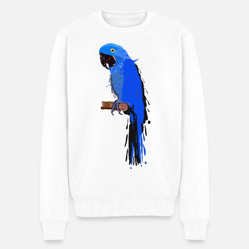 Hyazinth-Ara - Farbklecks - Männer Premium Bio Pullover - Weiß