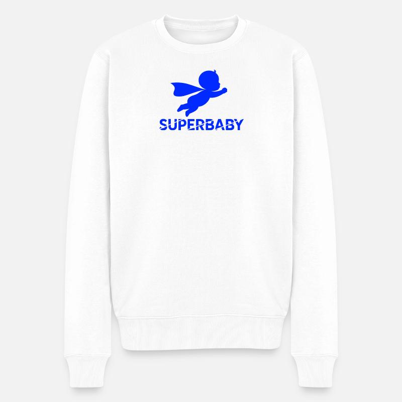 Superbaby Fliegende Kindersilhouette - Männer Premium Bio Pullover - Weiß