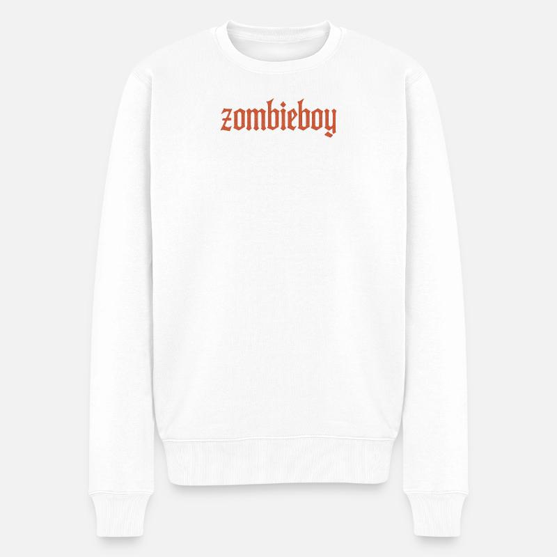 Zombieboy Gothic Schriftzug - Männer Premium Bio Pullover - Weiß