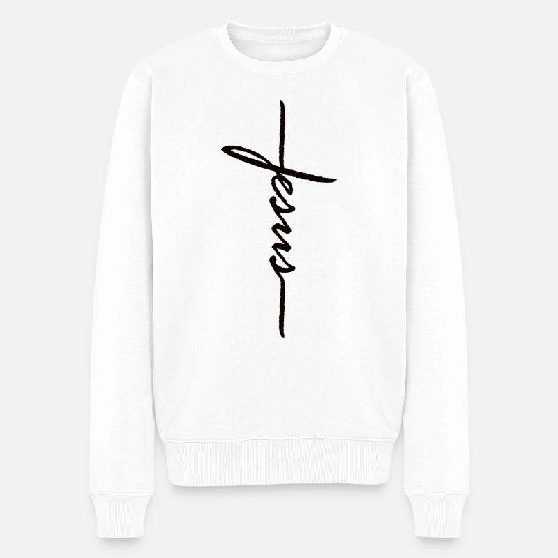 Jesus - Männer Premium Bio Pullover - Weiß