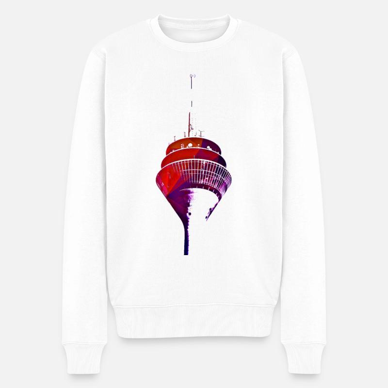 Düsseldorf Deutschland Stadt Skyline Fernsehturm - Männer Premium Bio Pullover - Weiß