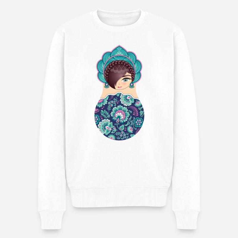 Matryoshka Catherine - Pull Premium bio Homme - blanc