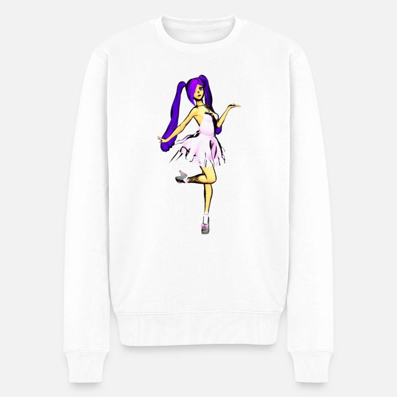Manga Mädchen - Männer Premium Bio Pullover - Weiß