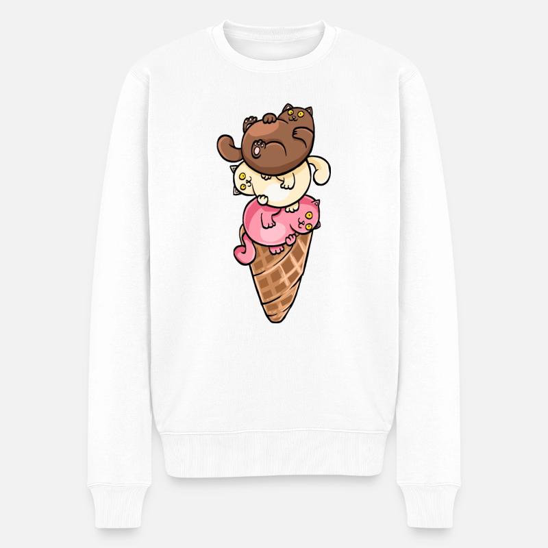 Cats and icecream - Männer Premium Bio Pullover - Weiß