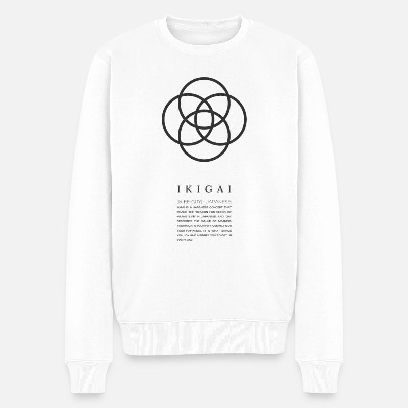 IKIGAI Japon Conception de typographie graphique - Pull Premium bio Homme - blanc