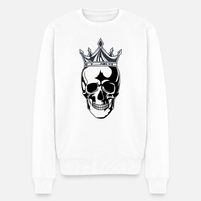skull king krone - Männer Premium Bio Pullover - Weiß