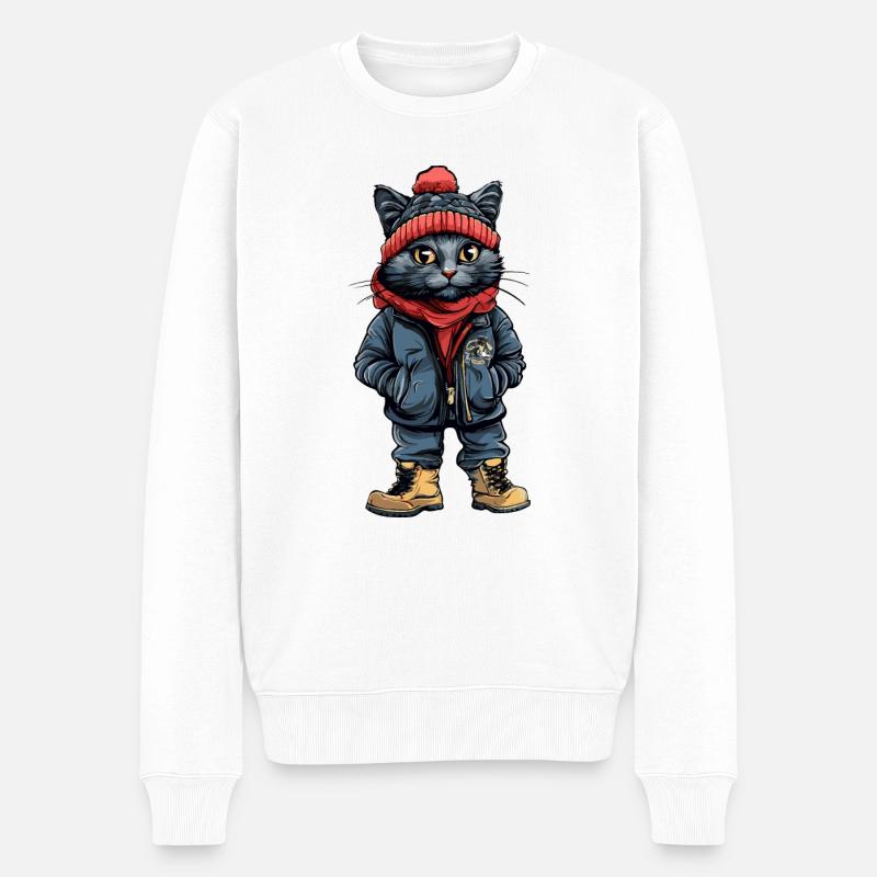 Mode d’hiver pour chat - Pull Premium bio Homme - blanc