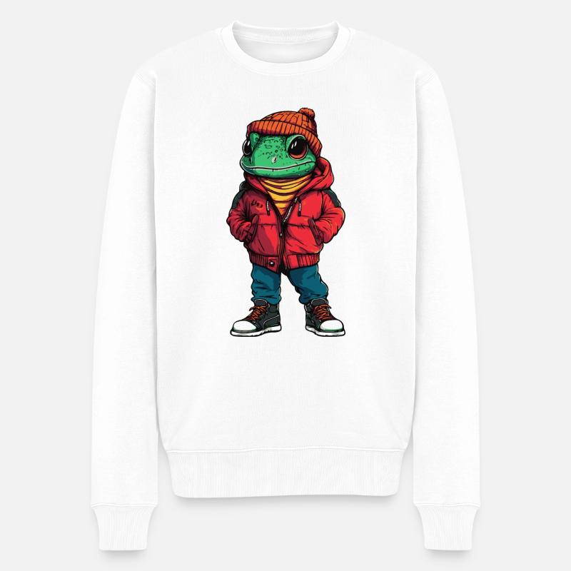 Echse Fashion Winter - Männer Premium Bio Pullover - Weiß