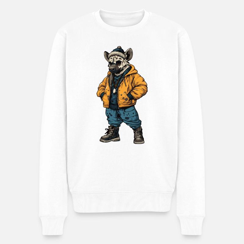 Hyäne Fashion Winter - Männer Premium Bio Pullover - Weiß