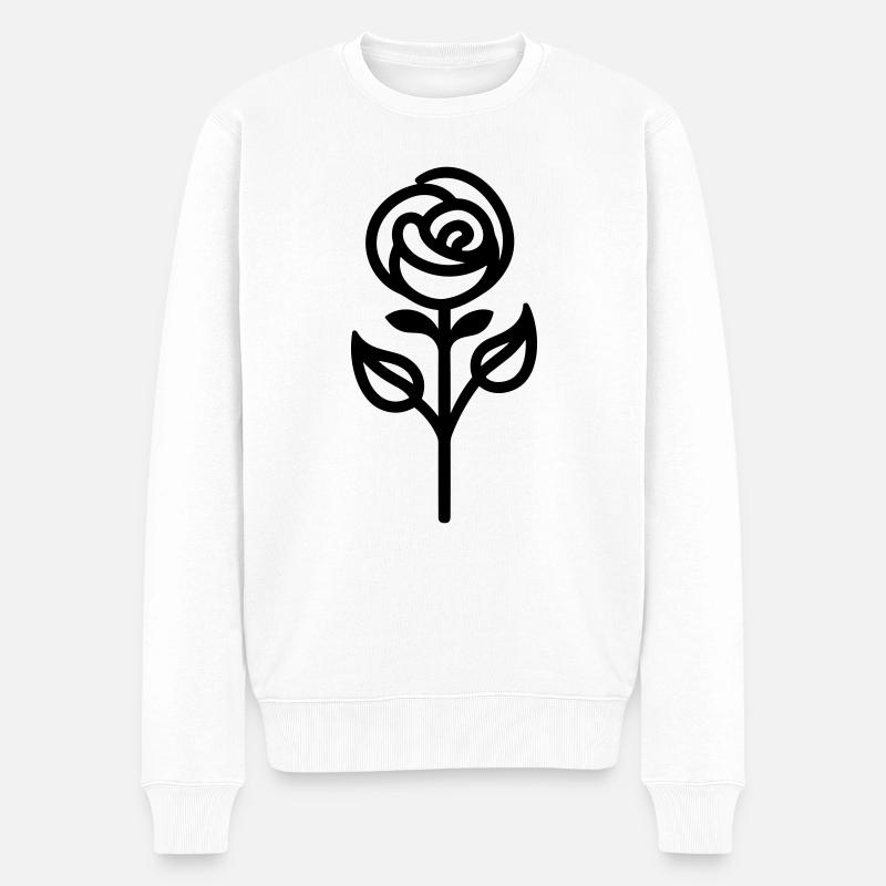 Rosa Blume - Männer Premium Bio Pullover - Weiß