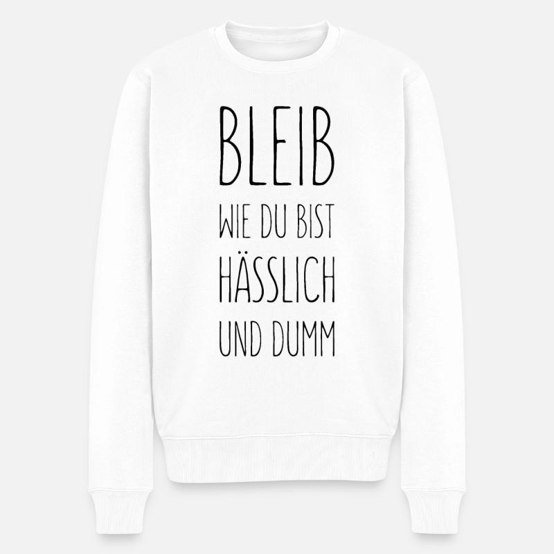LUSTIG WITZIG HÄSSLICH DUMM - Männer Premium Bio Pullover - Weiß