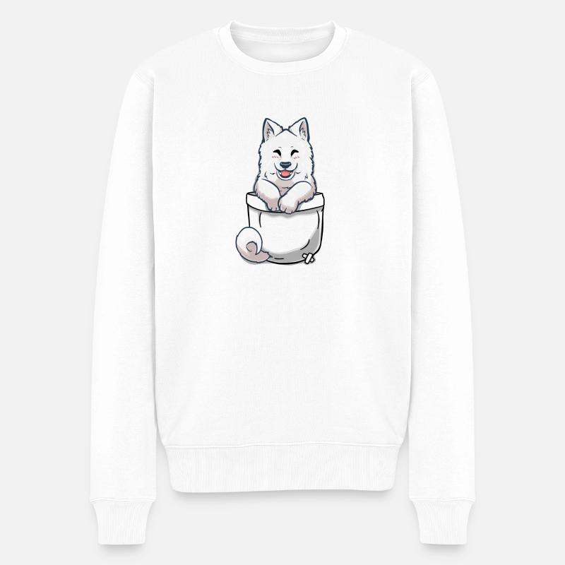 Pocket Samoyed Welpe - Männer Premium Bio Pullover - Weiß