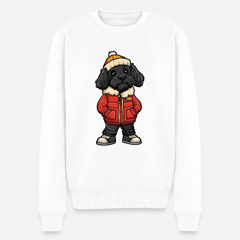 Afghan Hound Hund Winter - Männer Premium Bio Pullover - Weiß