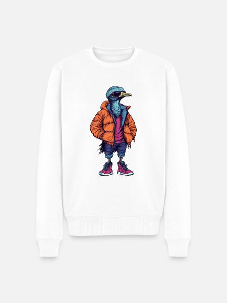 Ostrich Funny Winter - Men's Premium Organic Jumper - white
