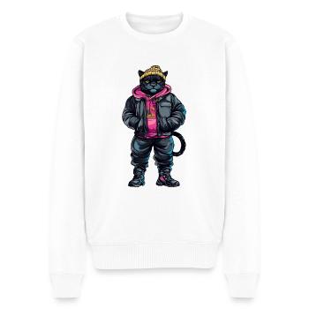 Panthère Funny Winter - Pull Premium bio Homme - blanc - Devant - Thijin (182cm)