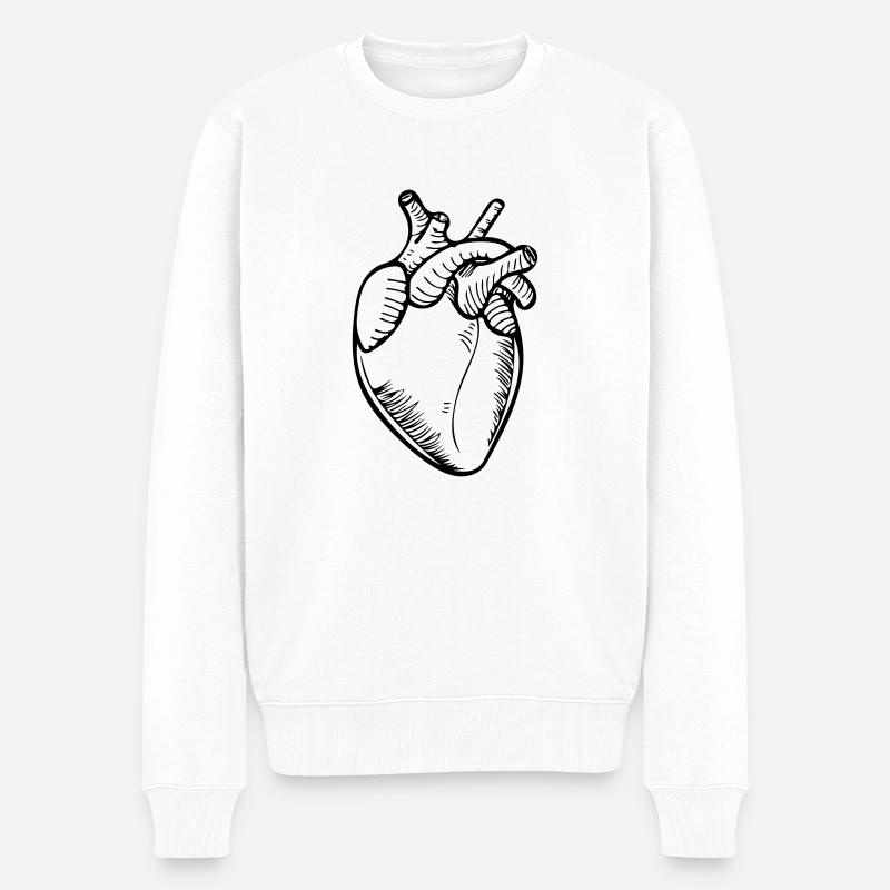 Herz - Männer Premium Bio Pullover - Weiß