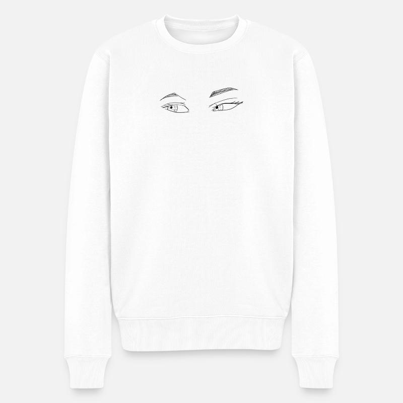 Anime Eyes Lineart - Männer Premium Bio Pullover - Weiß