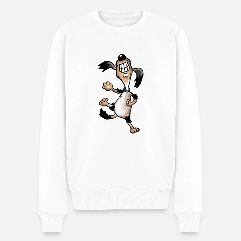 Tanzender Hund - Männer Premium Bio Pullover - Weiß