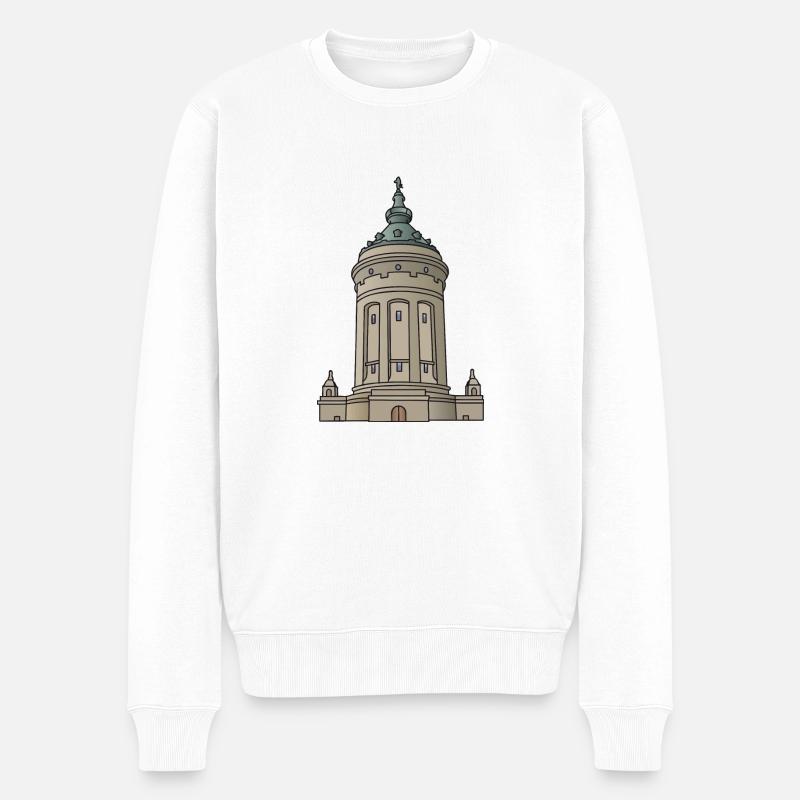 Wasserturm Mannheim c - Männer Premium Bio Pullover - Weiß